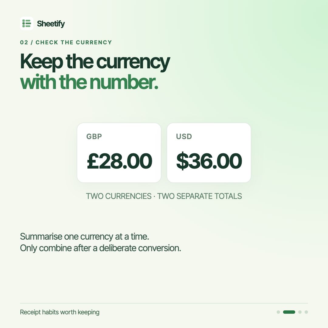 GBP 28.00 and USD 36.00 displayed as two separate currency totals